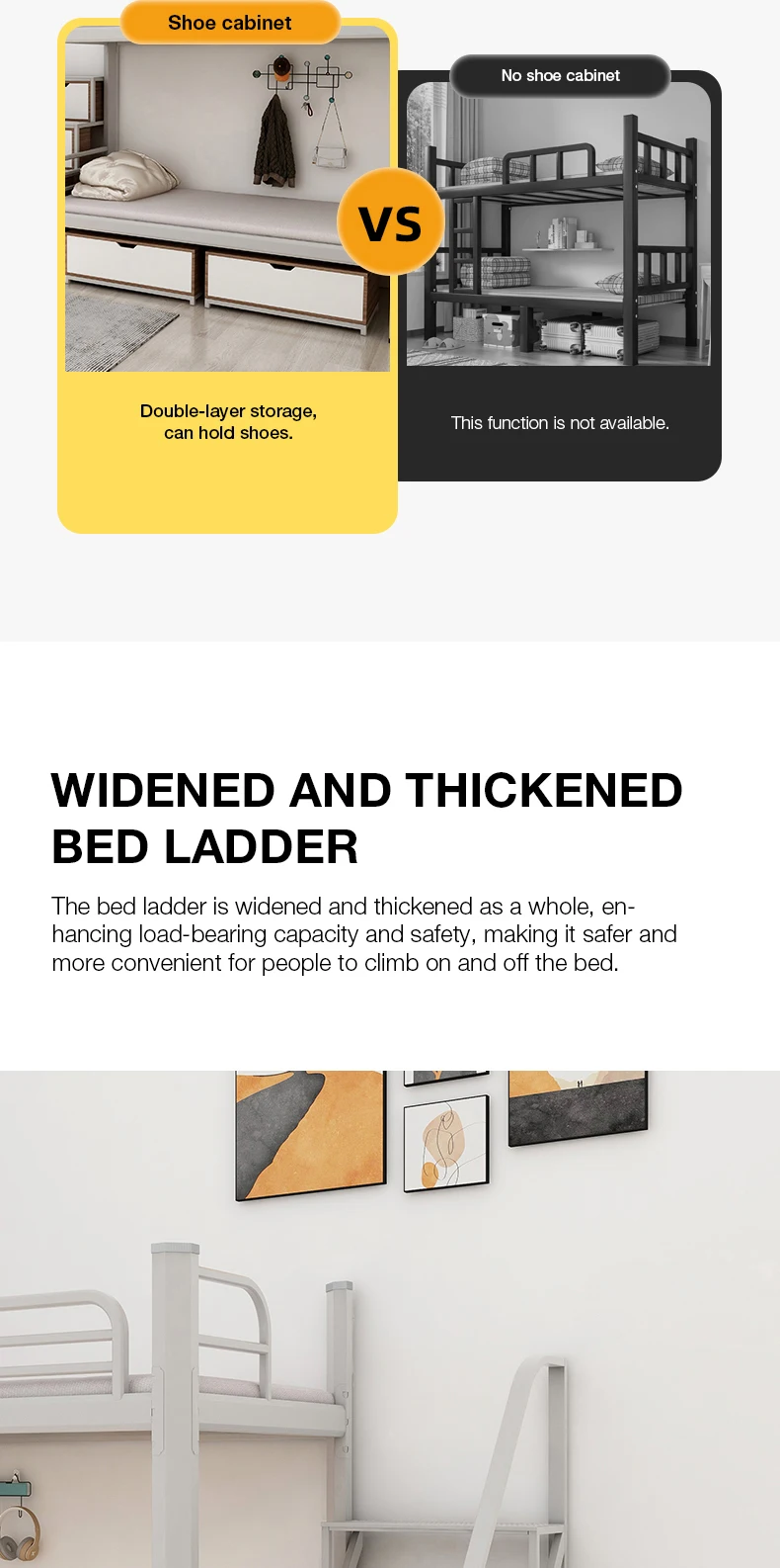 product modern double steel bunk bed for adults students eco friendly durable metal school bedroom dormitory hotels-5