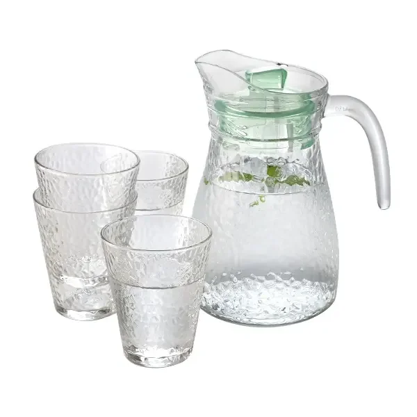 Hammer shape Tea infuser bottle juice fruit infusion kettle set drinking water jug carafe pitcher with lid and Drinking Glasses