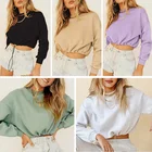 Customized Oversized Sweaters Long Sleeve Crop Top Velvet 2 Piece Set Women Blank Hoodies Sweatshirts