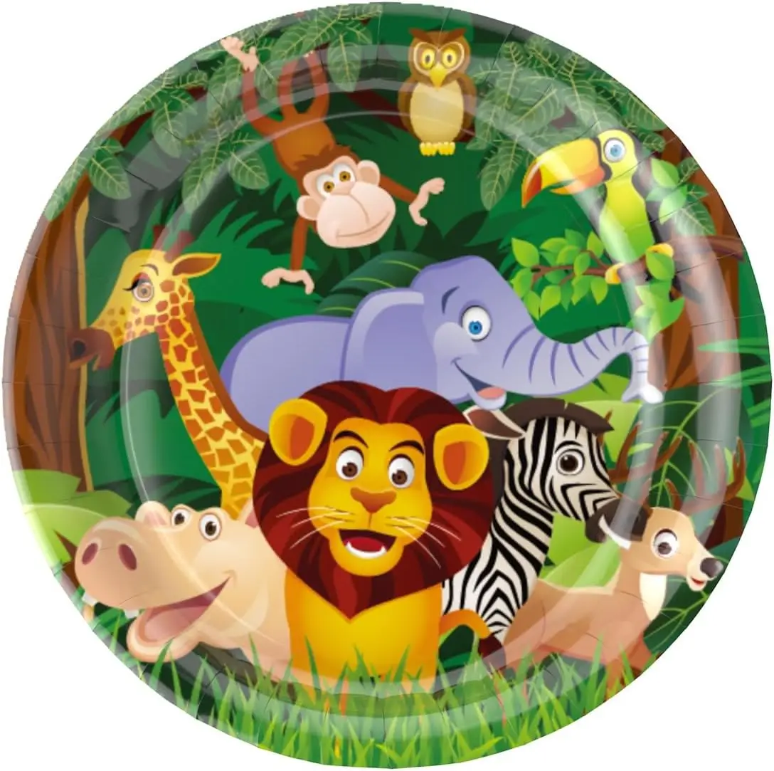 Safari Jungle Theme Birthday Party Decorations Disposable Tableware Set Wild Animal Birthday Party Supplies