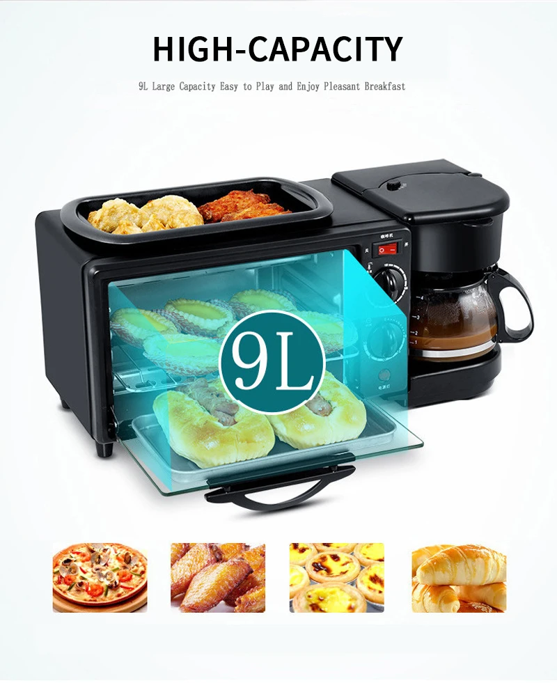 1050w Multifunctional Breakfast Cooker Sandwich Maker Electric Coffee Maker 3 In 1 Breakfast
