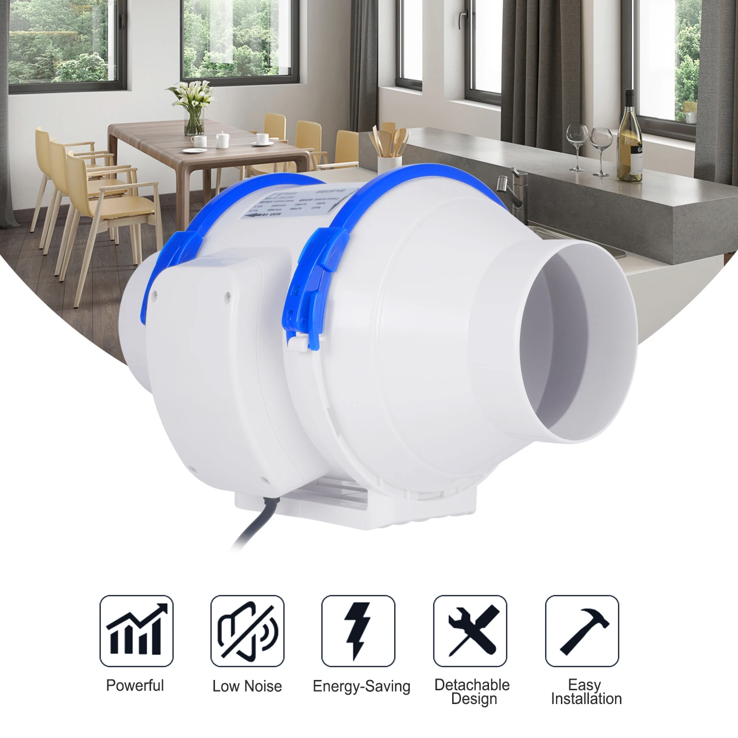 Inline Centrifugal Duct Extractor, 220-240V, Corded Electric - detail 14