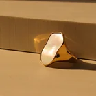 Shape Jewelry Chris April Fashion Luxury Gold Plated Stainless Steel Irregular Shape Shell Ring Jewelry