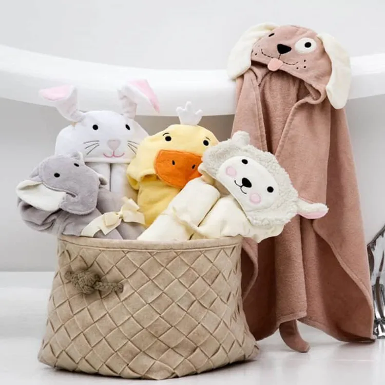 Bamboo fabric baby hooded bath towels wrap custom animal design cotton kids bath towel