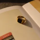 Gold Ring Chris April In Stock Fashion 316L Stainless Steel Gold Plated Signet Ring