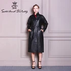 Coat Waist OEM Factory Direct Customized Ladies Long Leather Coat With Belt Waist And Collar