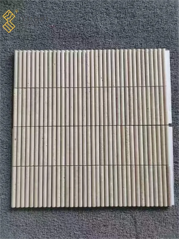 YUSHI Modern Design Fluted Natural Marble Mosaic Tiles for Family Hotel Park Decor details