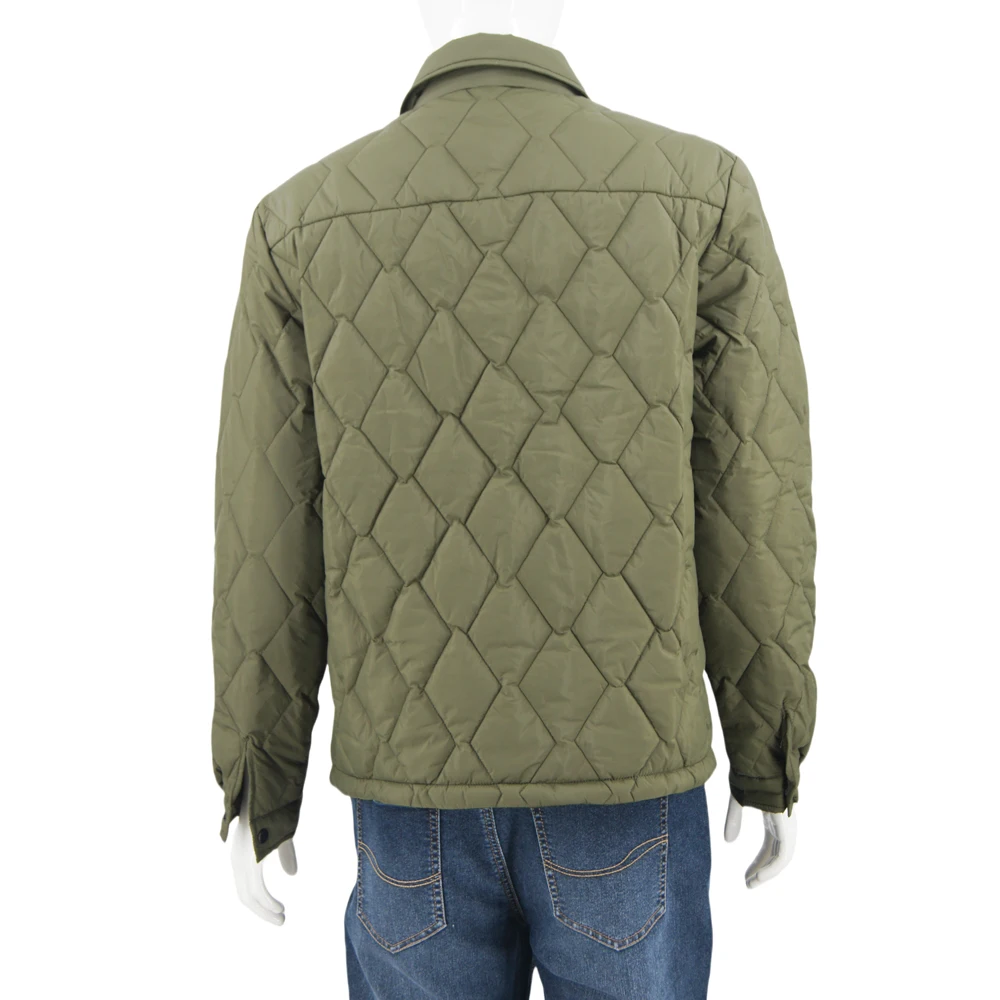 Wholesale Men's Quilted Jacket Vintage Workwear Retro Solid Loose Fit Turn-down Collar Warm Outdoor Coat supplier