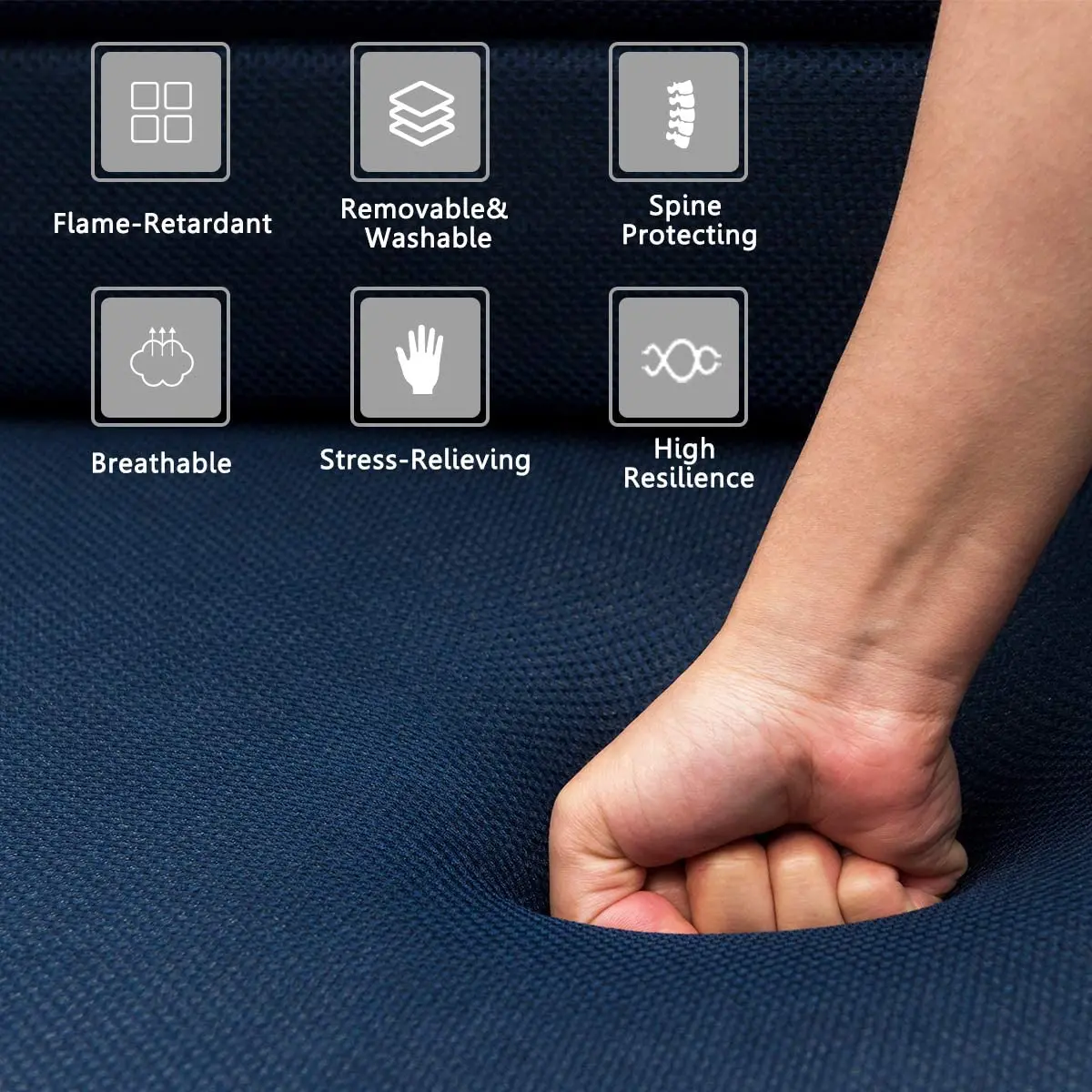 4 Folding Mattress Topper Pressure Relief  Multiple Shaped 3D Mesh Fabric Machine Washable Topper