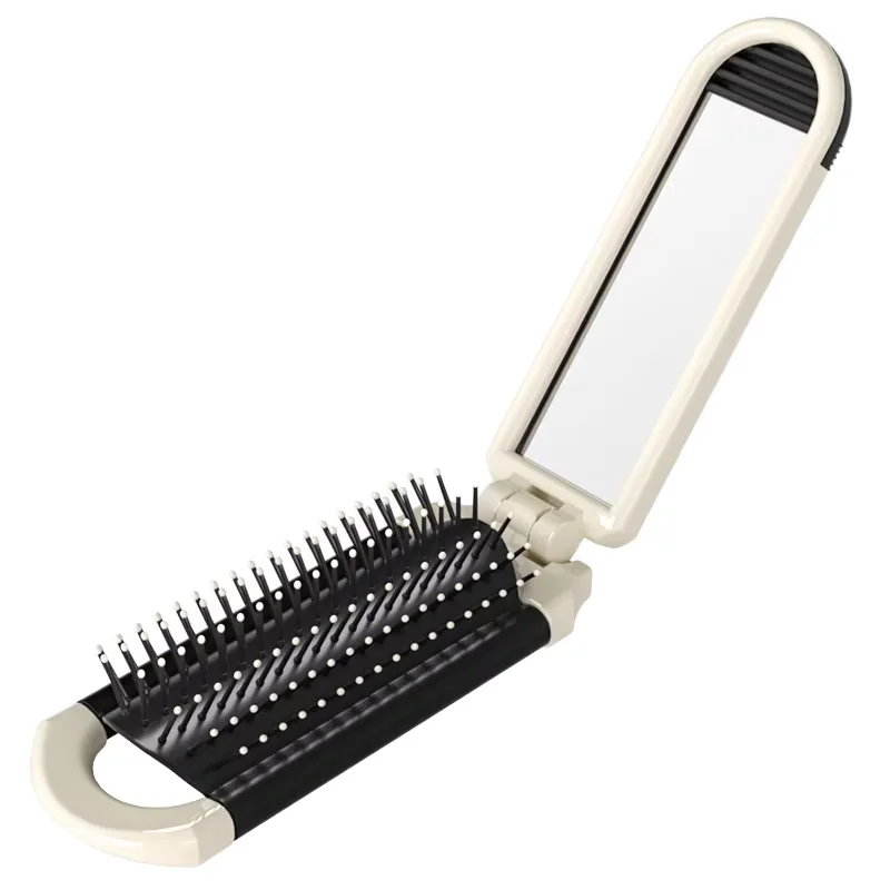 Wholesale Custom Mini Foldable Comb Makeup Mirror Cute Cartoon Design Plastic Handle Foldable Hair Brush for Air Cushion Comb supplier