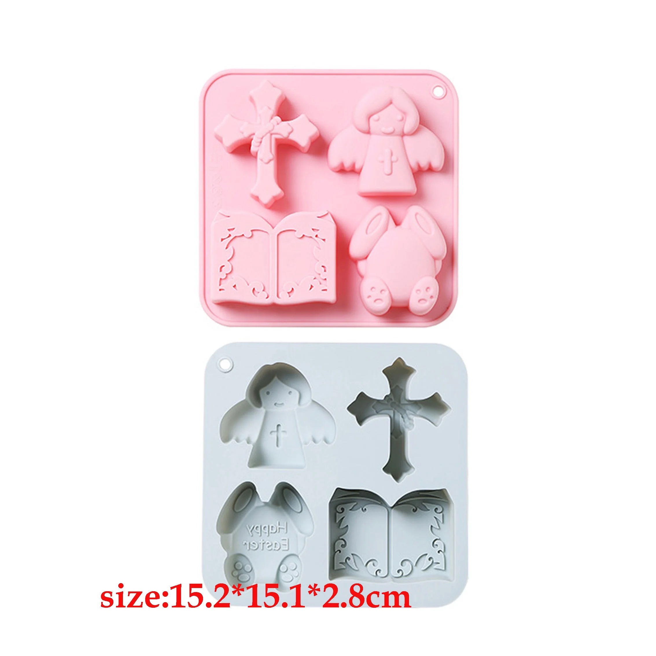 4 Even Easter Cross Angel Bible Shaped Silicone Cake Mold Soap Mold Easter Decoration Tools