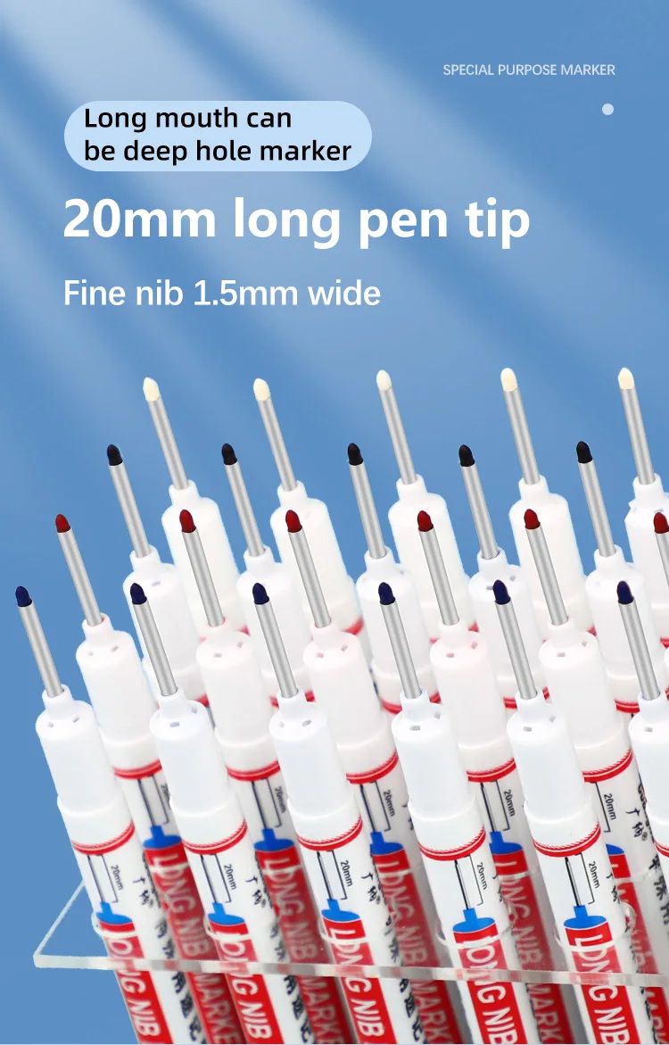 8pcs 20mm Deep Hole Markers – Long Nib White Paint Pens For Metal, Wood, Glass, Drilling & Fabrication