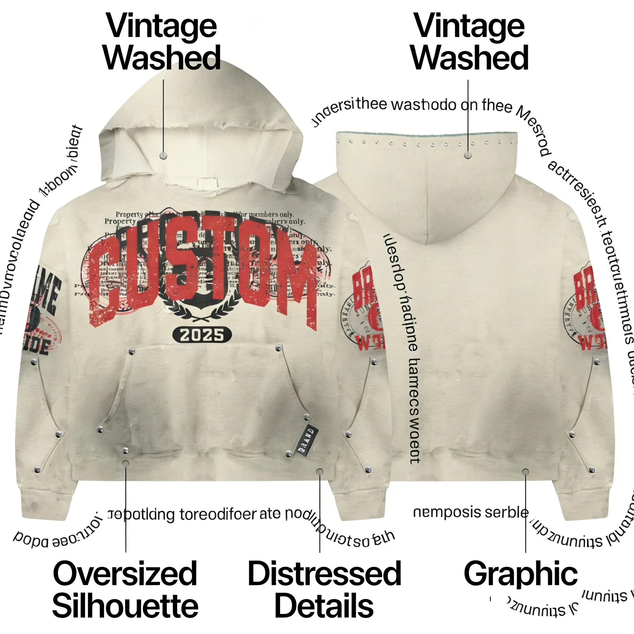 product custom mens washed distressed hoodie unisex 100 cotton 280gsm pullover acid dirty washed vintage cropped boxy hoodie for men-4