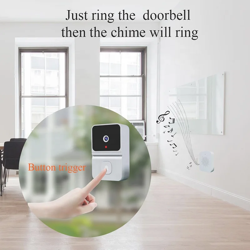 T23 Smart Video Doorbell Wire-Free Audio Intercom APP Control 2.4G Wifi Night Vision 480P Wide Angle House Camera Doorbell