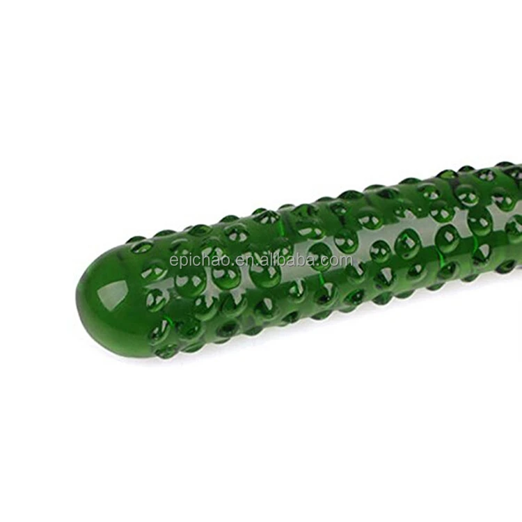 Cucumber Shape Glass Dildo Pleasure Wand Crystal Penis Glass Anal