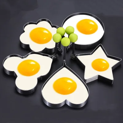 N1165 Fried Egg Shaper Stainless Steel Fried Egg Shaper Pancake Ring Circle Mold Heart Shape Kitchen Tools Accessories
