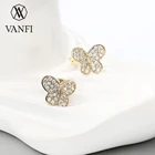 Cz Earrings VANFI Wholesale Exquisite Stud CZ Earrings 14k Gold Butterfly Earrings