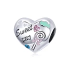 Sterling Silver Heart Cheap Wholesale Sweet Candy 925 Sterling Silver Heart Shape Jewelry Charms