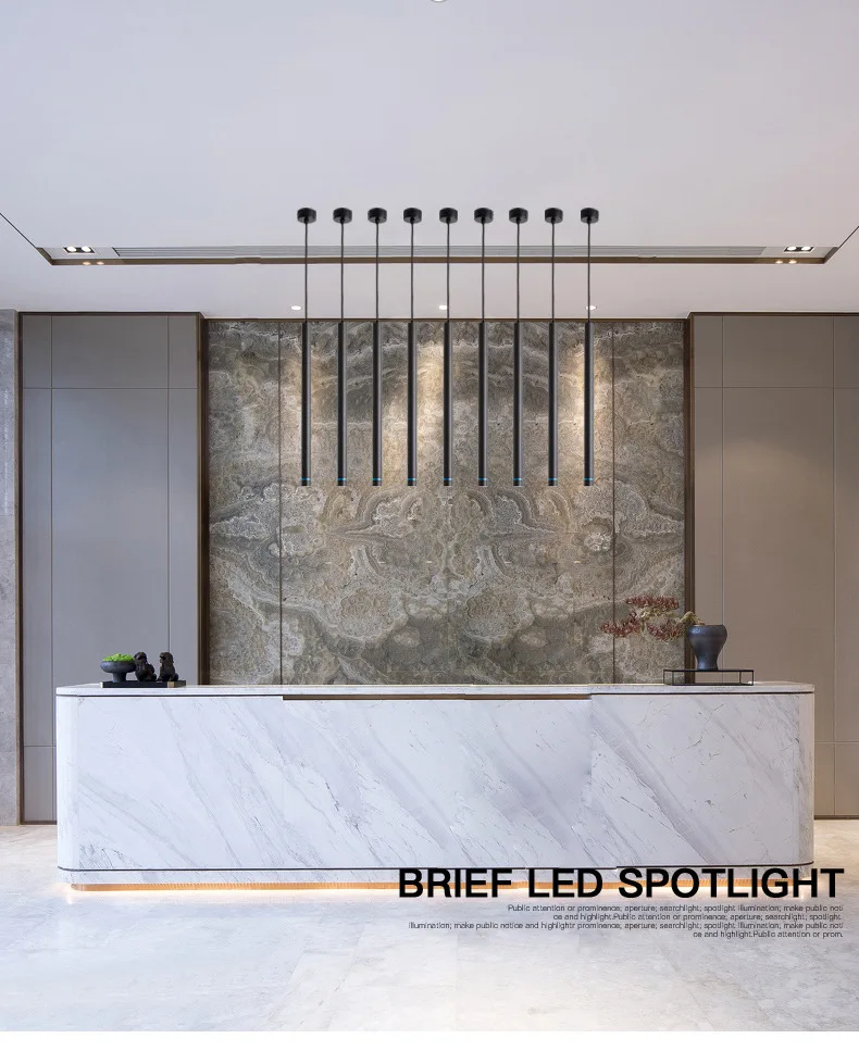 Suspension Long Tube light Kitchen Dining Room Shop Bar Cylinder Pendant Lamp