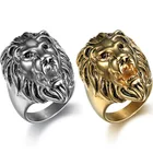 18k Gold Mens Rings Rings Wholesale 18K Gold Plated Stainless Steel Lion Mens Rings