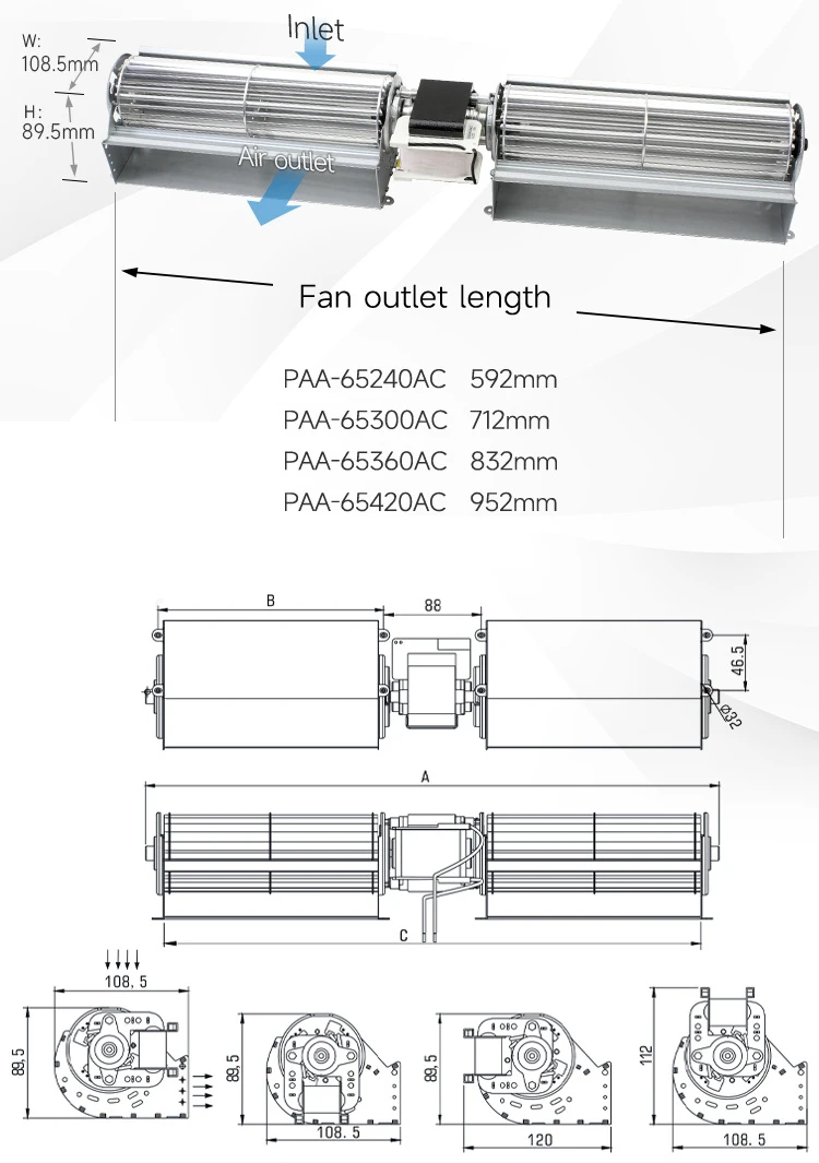 Tangential Fan, 220V, 65mm - detail 18