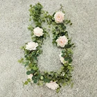 Table Handmade Table Runner Green Leaves Vine Wedding Flower Backdrop Artificial Eucalyptus Baby's Breath Peony Garland