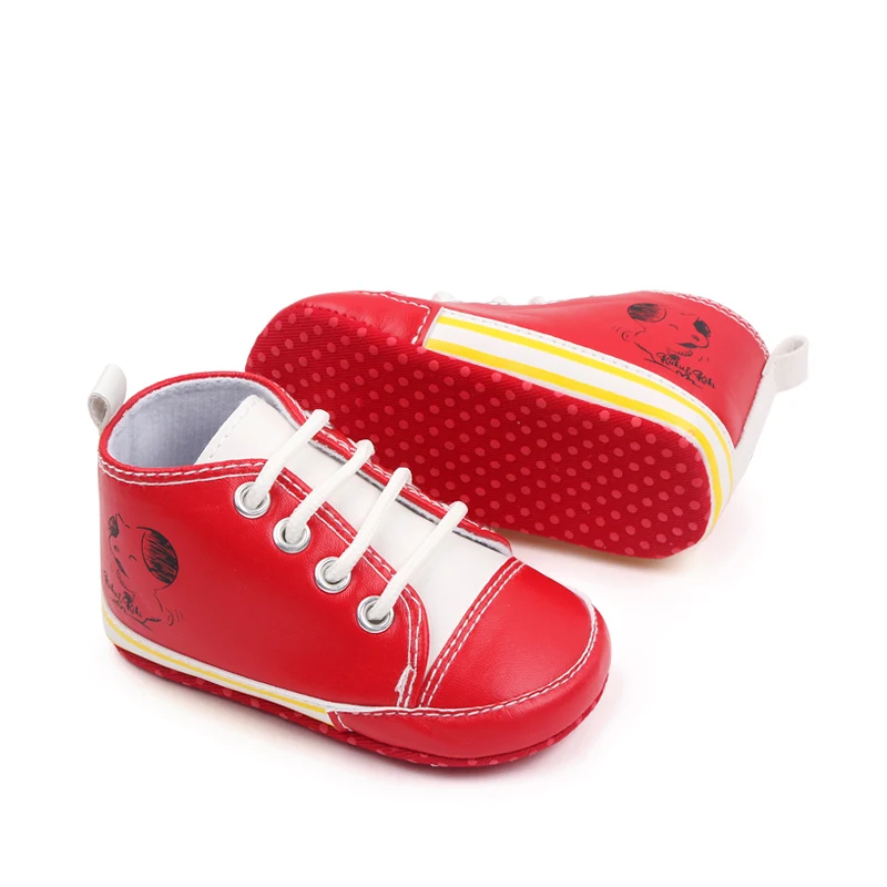 0-12 Months PU Leather Canvas Casual Baby Shoes Lace-up Toddler Shoes factory