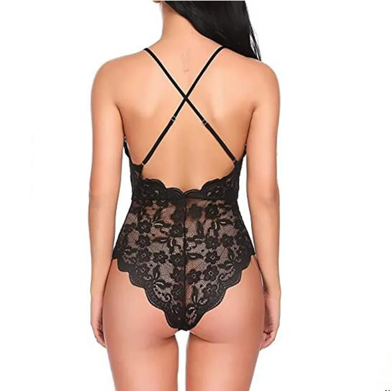 Free Sample Hot Selling Lace Sexy Lingerie Women Deep V Sexy Lace Teddy