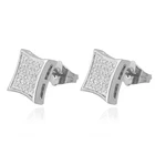 Stud Gold Silver 11mm Square CZ Stud Earring Of Mens Boy Aretes Para Hombre