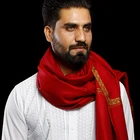 Scarfs Red Red Wholesale 2021 Women Scarfs Fashion Red Lace Embroidery 100% Cashmere Shawls