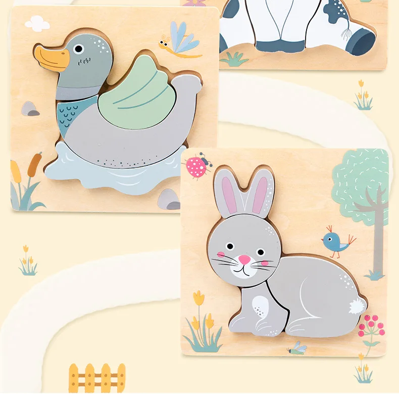 Nouveau puzzle d'avion 3D en bois pour bébé, planche de puzzle animal éducatif précoce, dessin animé en bois, jouets pour filles, détails