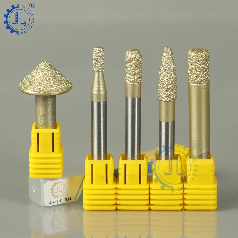 5pc CNC Vacuum Brazed Diamond Cylinder Ball-end Cutter Engraving Bits for Marble 