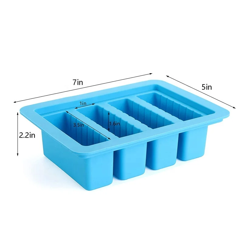 Wholesale Non-Stick Silicone Butter Mold Tray with Lid Custom Food Grade 4 Cavities Rectangle Butter Mold