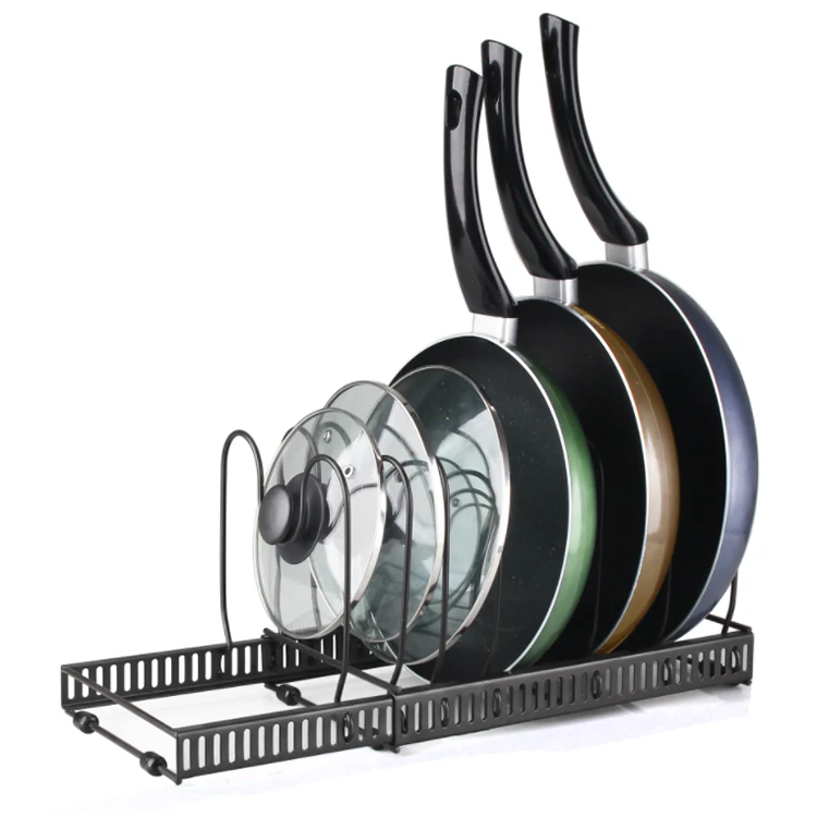 Black Pot Lid Organizer Rack Holder for Kitchen Storage Rack