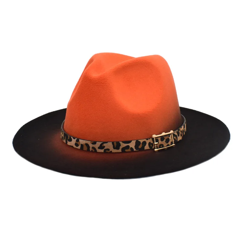 Leopard Fedora Felt Hat Ombre Gradient 