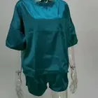 Wear T006 Women Casual 2 Pieces Set Suit Chiffon Pajamas Home Wear Short Sleeve Shorts