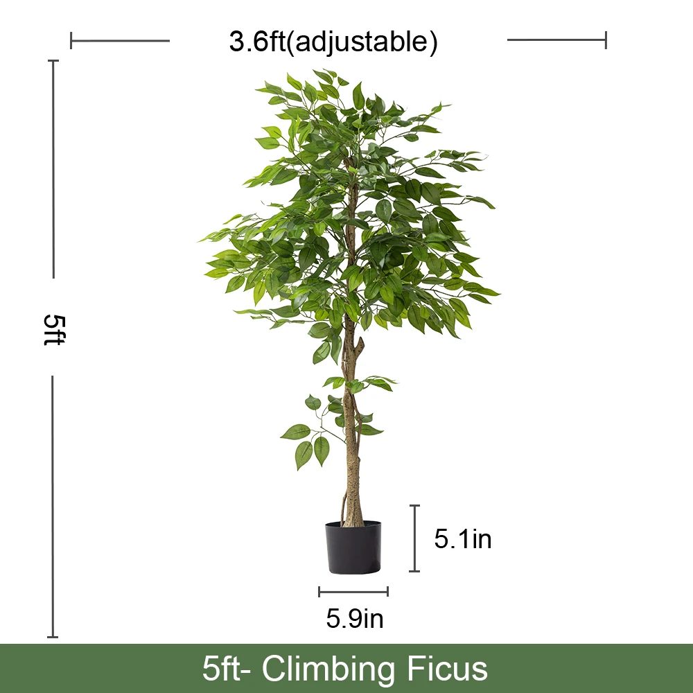 Home Outdoor Artificial Bonsai Plastic Ficus Religiosa Tree Green Indoor Christmas Space Decor High-quality Simulation Greenery details