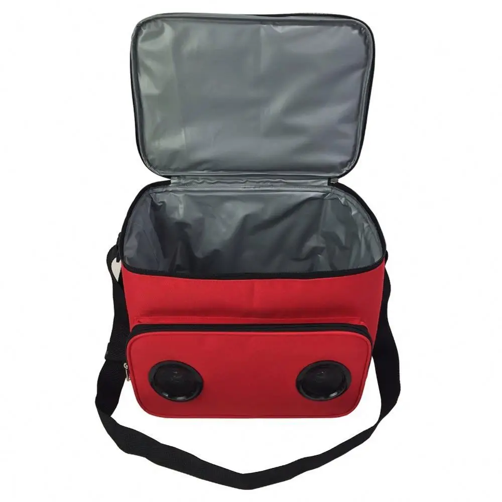 Promotional customized colorful insulated  non woven cooler bag with speaker  for lunch box, beach bags