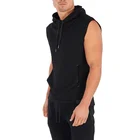 Black Hoodie Hoody High Quality Plain Black Cotton Custom Mens Gym Sleeveless Hoodies For Men