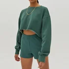 Hoodies OEM Logo Latest Design Lady Pullover Hoodies Women Long Sleeve Crop Top Tracksuits