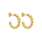 Hoop Hot Selling Twisted Earrings Jewelry Thread Big Hoop C-Shaped Stud Earring18K Gold Plated Earings
