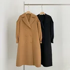 Black Coat Proper Price Top Quality Waterproof Fashion Black Womens Long Wool Coat