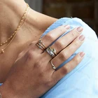 Ring Rings Statement Silver Gold Plated Eye Wave Hollow Signet Ring With Diamond
