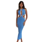 Skirt Long Autumn And Winter Fashion Hollow Skirt Solid Color Splicing Backless Suspender Long Casual Dress