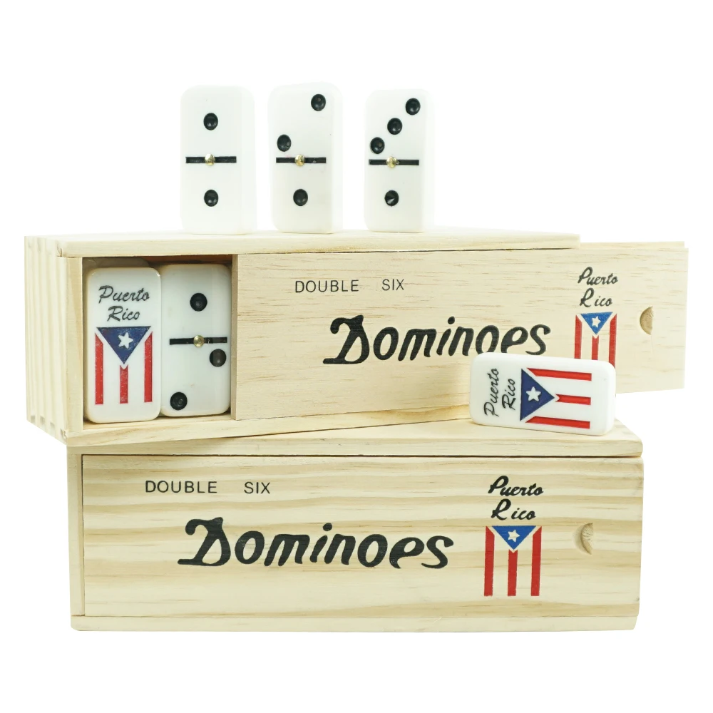 Factory Custom Double Six Domino Puerto Rico Flag Dominoes Blocks In