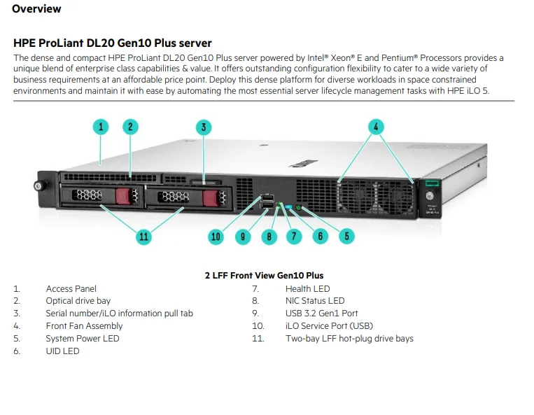 Top Fashion HPE ProLiant DL20 Gen10 Plus 1U Server Intel Xeon E-2314 Series 8 GB/16 GB DDR4-3200 MT/s UDIMM