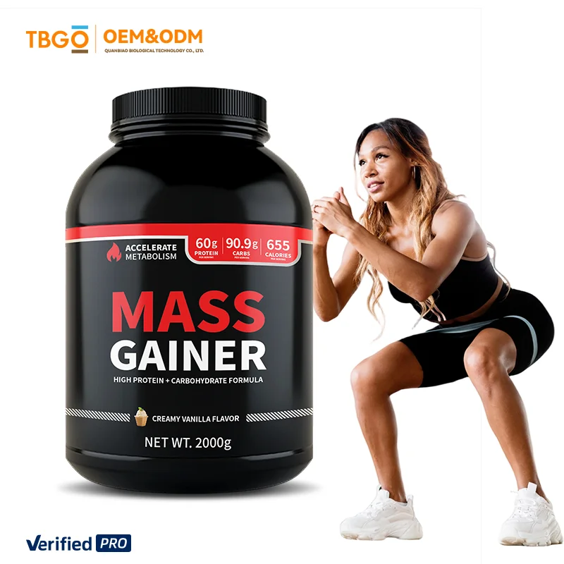 product 2025 tbg oem high calorie mass gainer with whey protein concentrate isolate hydrolysate creamy vanilla 6 in 1 protein 2lb bulk-7