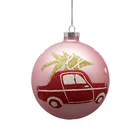 Pink Glass Tree Wholesalers Painted Pink Round Christmas Glass Ball Hanging On Christmas Tree Decoration