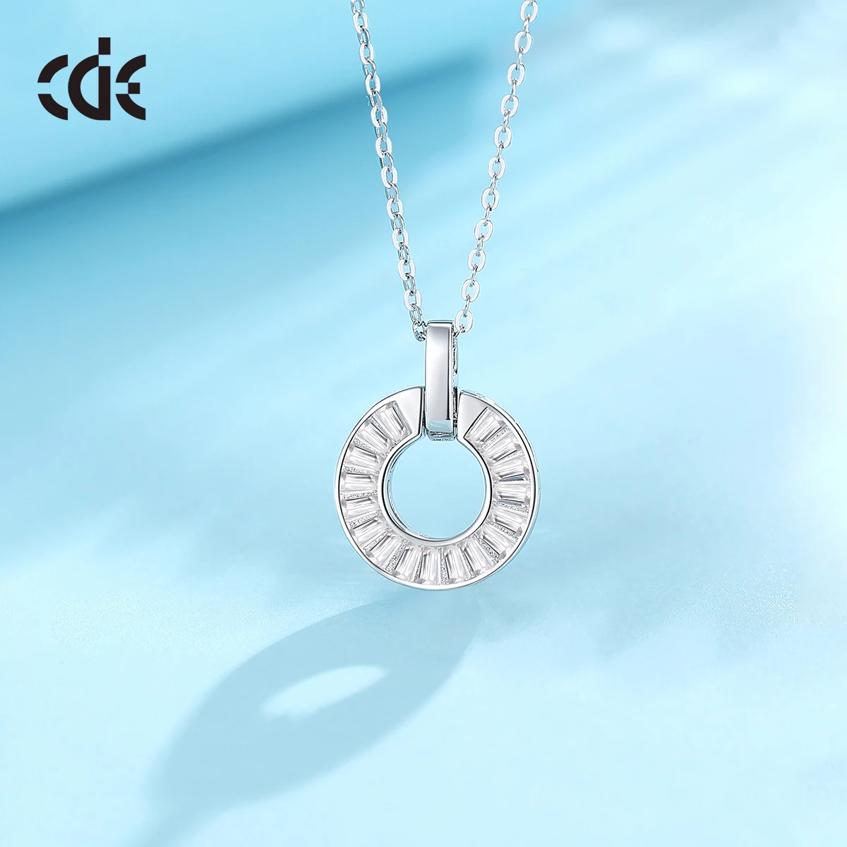 CDE WYN2 Fine 925 Sterling Silver Jewelry Necklace Wholesale Rhodium Plated Chain Pink 5A Cubic Zirconia Pendant Necklace