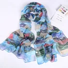 Shawl 2021 New Colorful Printed Spring Autumn Polyester Voile Silk Shawl For Lady